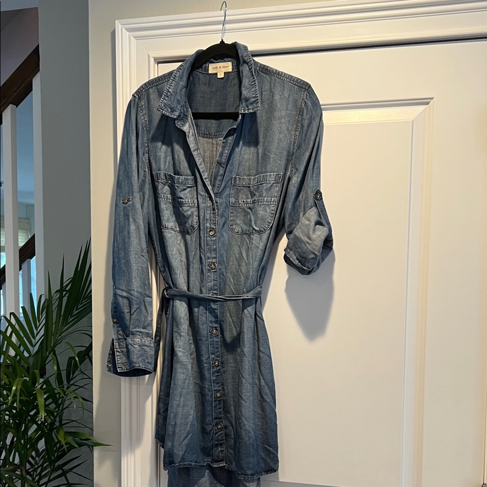Cloth & Stone Blue Denim Shirt Dress